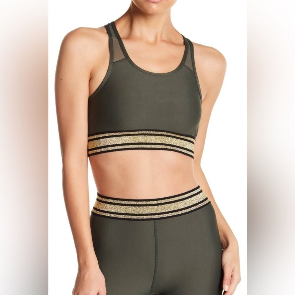 C &‎ C California Stripe Band Mesh Racerback Sport Bra size large